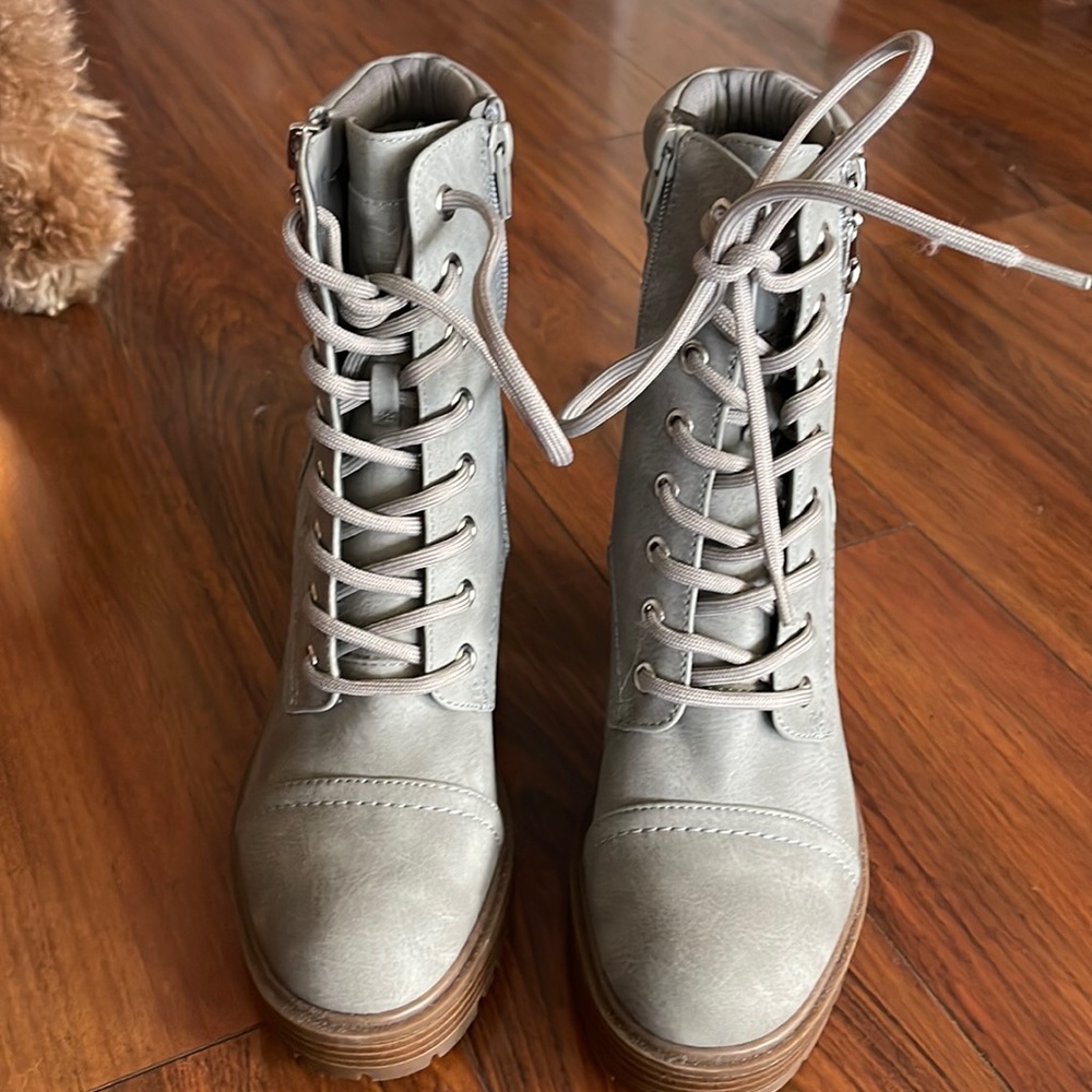 Guess gray block heel boots